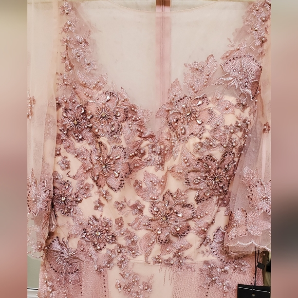 Rose blush evening gown, NWT, front slit - Picture 7 of 10